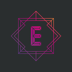Aufkleber - Letter E logo icon design template. E letter outline monogram. Gradient vector illustration.