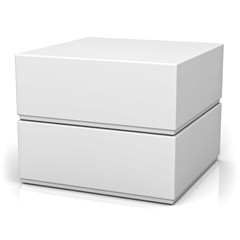 Fototapete - Two blank boxes with lids isolated over white background with reflection