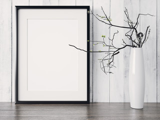 Wall Mural - Empty modern style frame, 3D render