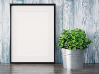 Wall Mural - Empty modern style frame, 3D render