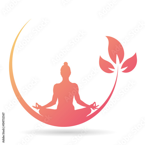 Yoga Icon Meditation In Tropischen Farben Stock Vector Adobe Stock