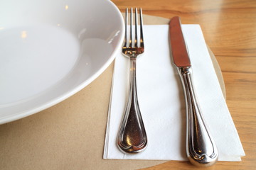 Utensils on the table lunch