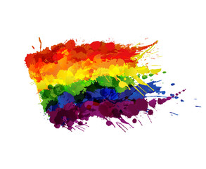 Wall Mural - Gay or LGBT flag made of colorful splashes