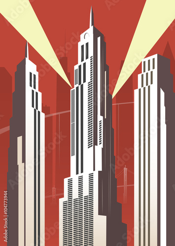 Plakat na zamówienie Vertical cartoon city