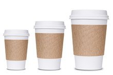 Coffee Cup Sizes Isolated On White Background