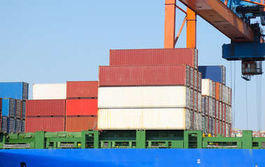 Container Ship is loading in a port