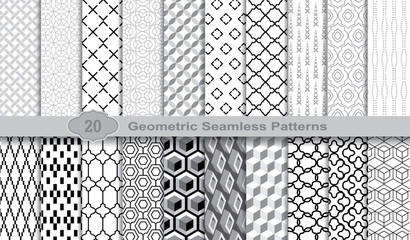 Wall Mural - geometric seamless patterns., pattern swatches included for illustrator user, pattern swatches inclu