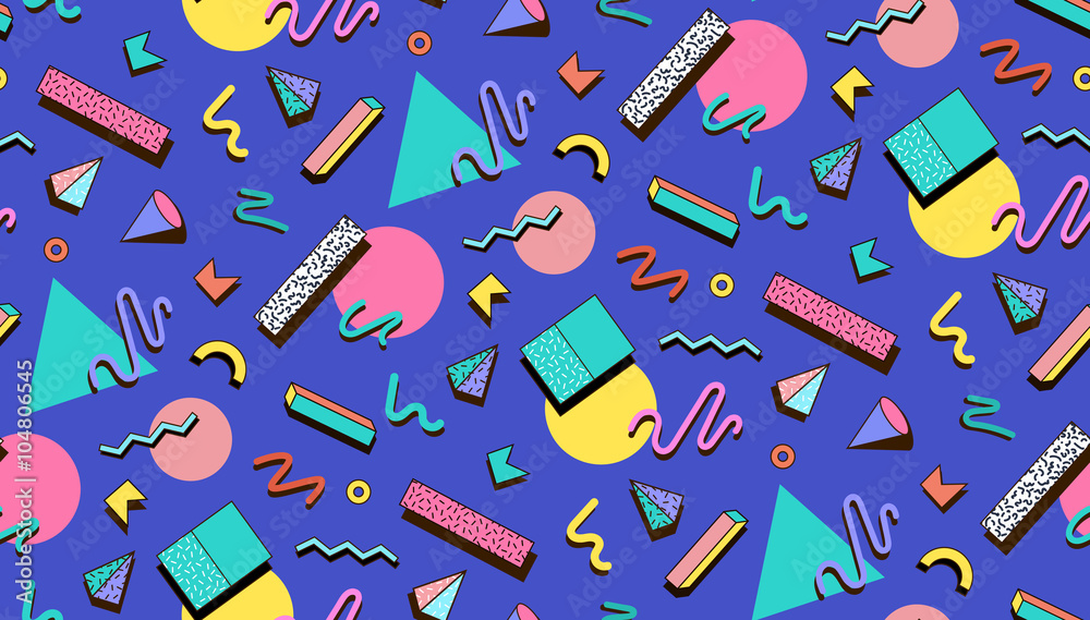 Fotografie, Obraz Illustration for hipsters Memphis style.