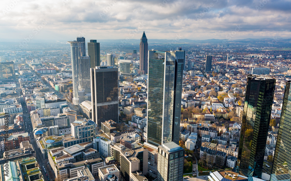 frankfurt aerial view - obrazy, fototapety, plakaty 