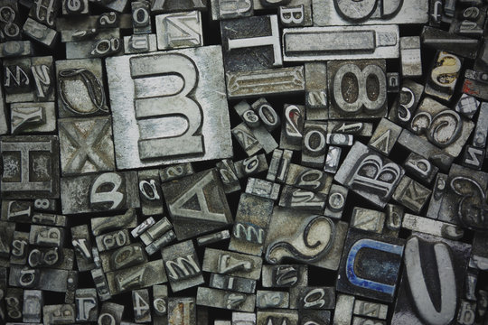 Close up of typeset letters