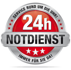 Sticker - 24h Notdienst - Service rund um die Uhr! Immer für Sie da!