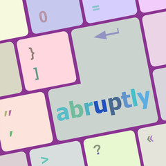Poster - computer keyboard pc with Abruptly text vector illustration
