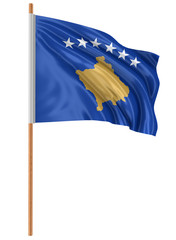 Wall Mural - 3D Kosovo flag with fabric surface texture. White background.