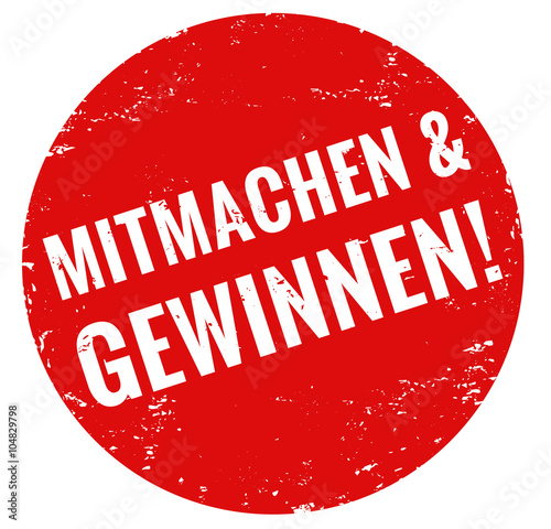 Fotografía Mitmachen und Gewinnen Stempel rot grunge