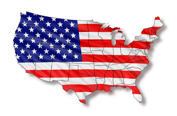 Poster - Map of USA. Image with clipping path.