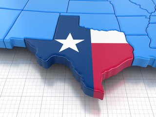Poster - Map of Texas state with flag. Image with clipping path.