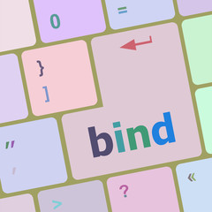 Poster - bind word on keyboard key, notebook computer button vector illustration