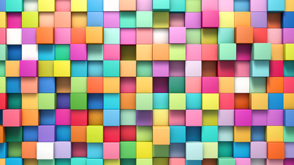 Fototapete - Abstract background of multi-colored cubes