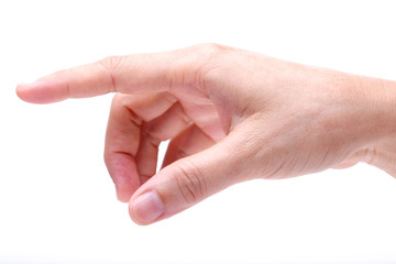 hand pointing isolated on white background.