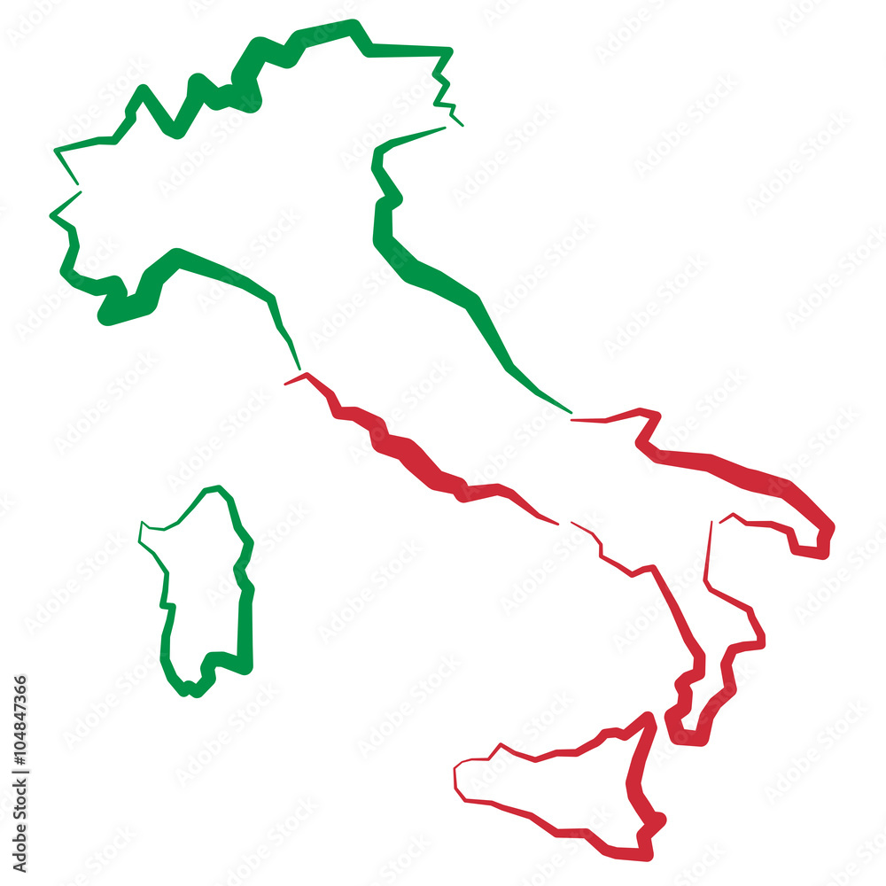 Włochy - mapa  - obrazy, fototapety, plakaty 