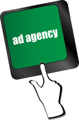 Poster - Advertising concept: computer keyboard with word Ad Agency