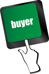 Poster - buyer button on keyboard key - business concept