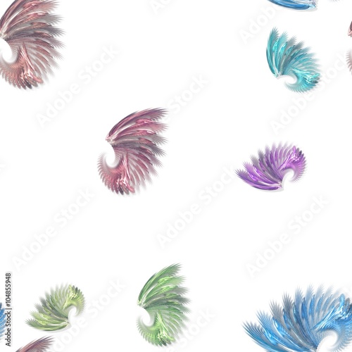 Naklejka na kafelki Seamless colored fractal shapes pattern on white