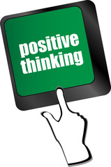 Poster - positive thinking button on keyboard - social concept