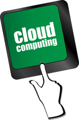Poster - computer keyboard for cloud computing, business concept