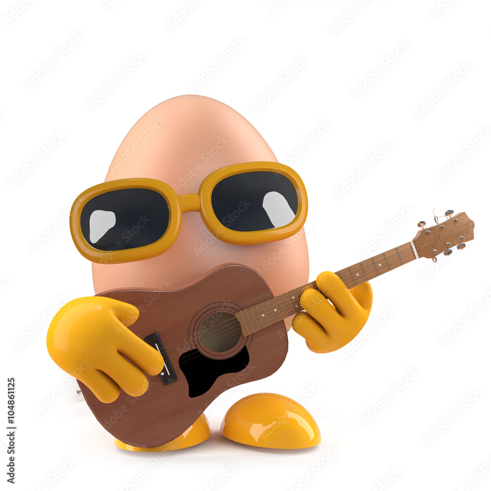 3d Egg playing an acoustic guitar Stock Illustration | Adobe Stock