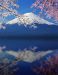 Mount Fuji with water reflection, view from Lake Kawaguchiko