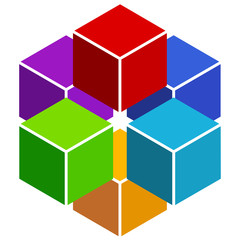 Poster - Cubes abstract 3d, multicolor element on white