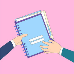 Poster - Hands Give Folder Document Papers, Concept Businessmen Share Information Data Icon