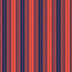 Wall Mural - Seamless vector pattern. Symmetrical geometric blue and red background with lines and dots. Decorative repeating ornament. Series og Geometric Ornamental Patterns.