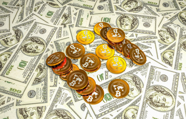 Poster - bit coin BTC the new virtual mone, 3d render
