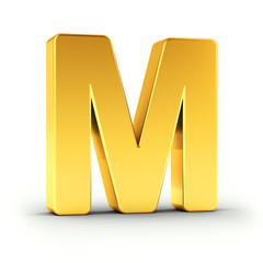 Poster - the letter m as a polished golden object with clipping path