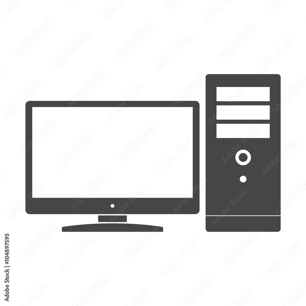 Desktop computer icon - obrazy, fototapety, plakaty 