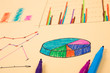  Financial graphs drawn with colored pens
