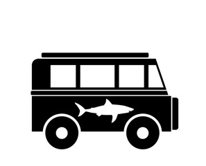 Poster - Requin blanc sur une camionnette