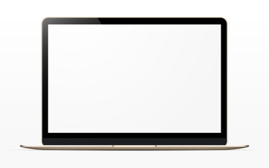 Wall Mural - gold ultrathin laptop with a blank screen