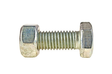 Poster - Bolt and nut isolated on white background