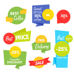 Canvas Print - Isolated sale sticker vector collection on white background