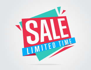 Wall Mural - Sale banner vector isolated. Sale tag. Special offer. Limited tima sticker. Colorful illustration. Vector banner.