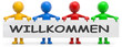 © fotomek - bunte 3d Männchen mit Banner Willkommen