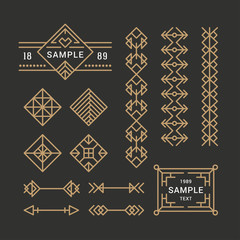 Wall Mural - set of line art decorative geometric vector frames and borders. vector illustration. vector design e