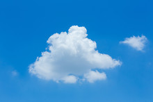 Single Cloud On Clear Blue Sky Background