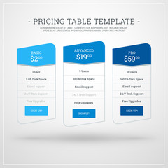 Wall Mural - vector design template for pricing table for websites and applications. flat design vector illustrat