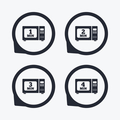 Poster - Microwave oven icons. Cook in electric stove.