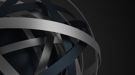 Poster - Abstract 3d rendering of sphere with rings in empty space. Futuristic shape. Surreal background.