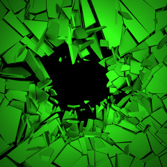 Poster - Abstract 3d rendering of cracked surface. Background with broken shape. Wall destruction. Explosion with debris. 
